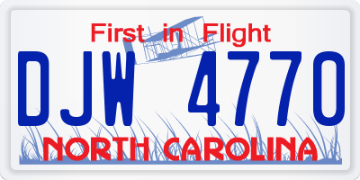 NC license plate DJW4770