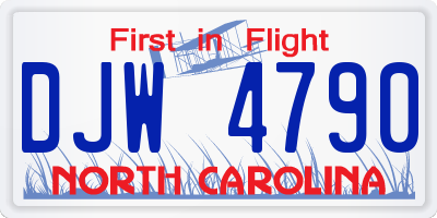 NC license plate DJW4790