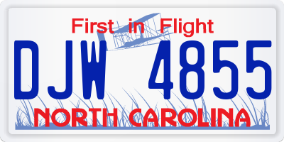 NC license plate DJW4855