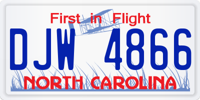 NC license plate DJW4866