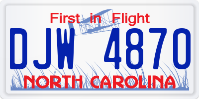 NC license plate DJW4870