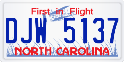 NC license plate DJW5137