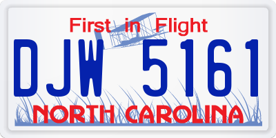 NC license plate DJW5161