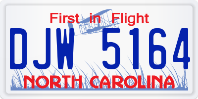 NC license plate DJW5164