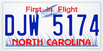 NC license plate DJW5174