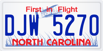NC license plate DJW5270