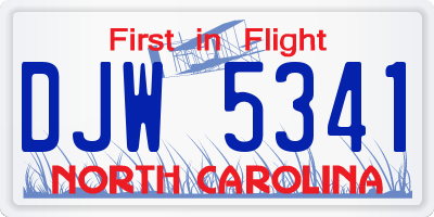 NC license plate DJW5341