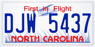 NC license plate DJW5437