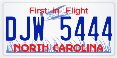 NC license plate DJW5444