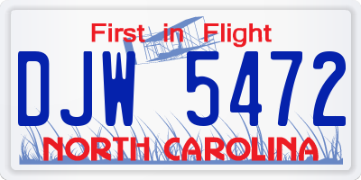 NC license plate DJW5472