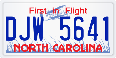 NC license plate DJW5641