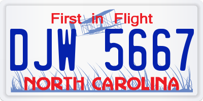 NC license plate DJW5667