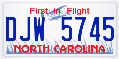 NC license plate DJW5745