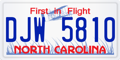 NC license plate DJW5810