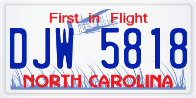NC license plate DJW5818