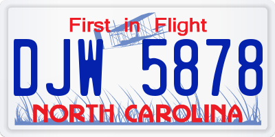 NC license plate DJW5878
