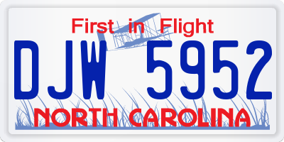 NC license plate DJW5952