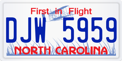 NC license plate DJW5959