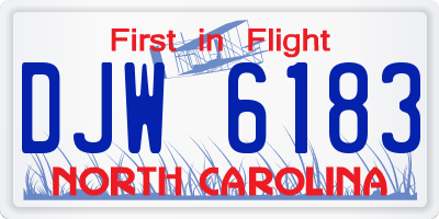 NC license plate DJW6183