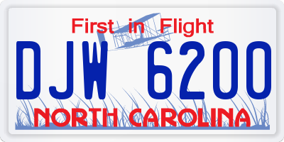 NC license plate DJW6200