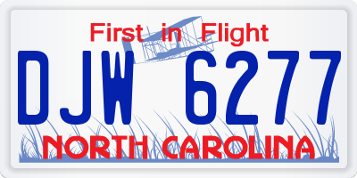 NC license plate DJW6277