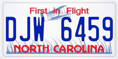 NC license plate DJW6459