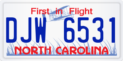 NC license plate DJW6531