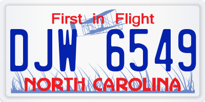 NC license plate DJW6549