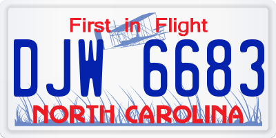 NC license plate DJW6683
