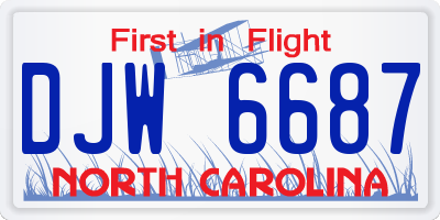 NC license plate DJW6687