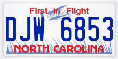 NC license plate DJW6853
