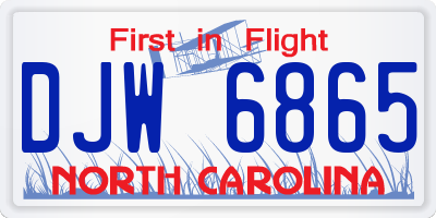 NC license plate DJW6865