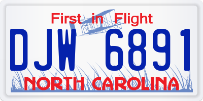 NC license plate DJW6891