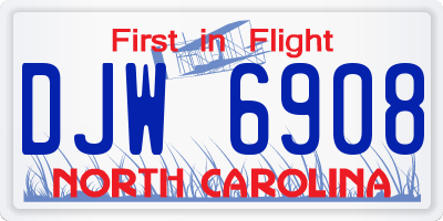 NC license plate DJW6908