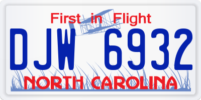 NC license plate DJW6932