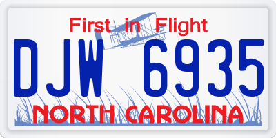 NC license plate DJW6935
