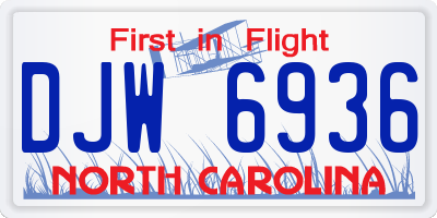 NC license plate DJW6936