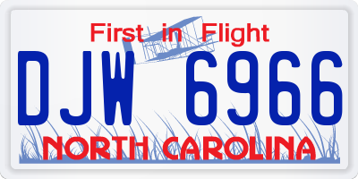NC license plate DJW6966