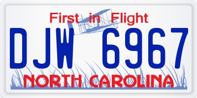 NC license plate DJW6967