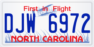 NC license plate DJW6972