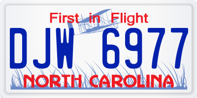NC license plate DJW6977