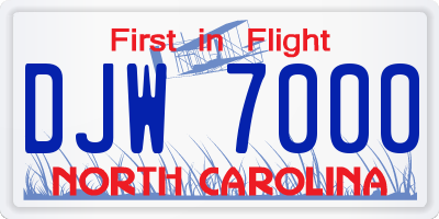 NC license plate DJW7000