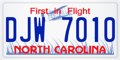 NC license plate DJW7010