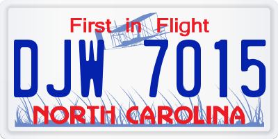 NC license plate DJW7015