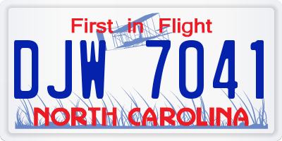 NC license plate DJW7041