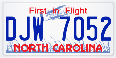 NC license plate DJW7052