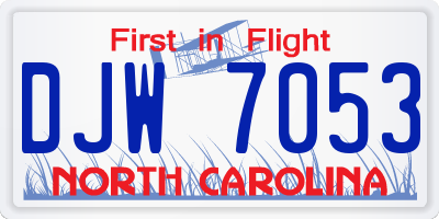 NC license plate DJW7053