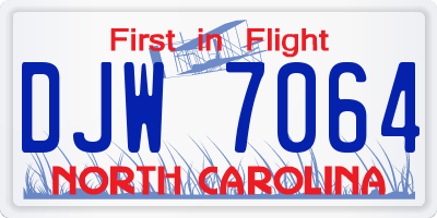 NC license plate DJW7064