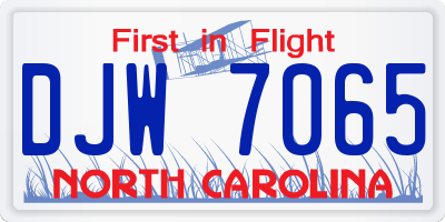 NC license plate DJW7065