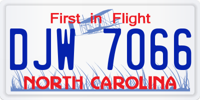 NC license plate DJW7066